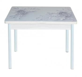 Бетон белый Цветы на сером / опора круглая муар белый