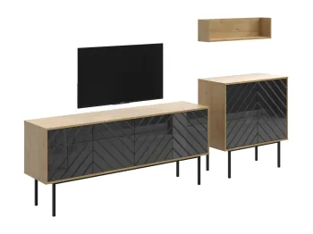 Фасад - Стекло черное RAL9005, Корпус - Дуб Корбридж