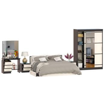 Спальня СВК Сакура № 5 Стол косметический + Кровать 1800 + две тумбы + Шкаф-купе 1500