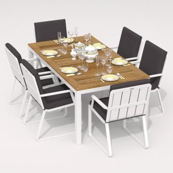 Обеденная группа Ideal Patio TELLA ALBA - стол тик 180/каркас белый
