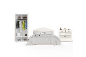 Спальня Mobi Ливерпуль № 4 Кровать 11.08 + Шкаф 13.134.01 + карниз 1000С + Комод 10.103