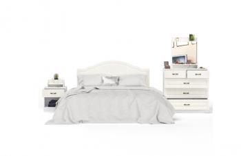 Спальня Mobi Ливерпуль № 5 Кровать 11.08 + Тумба 08.146 + Полка 10.117 + Комод 10.103 + Полка 10.118