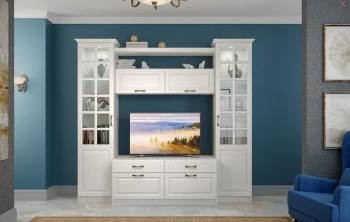 Набор мебели для гостиной Mobi Ливерпуль 1 Витрина + Пенал + Тумба + Шкаф навесной + Полка + Карниз 500 2шт