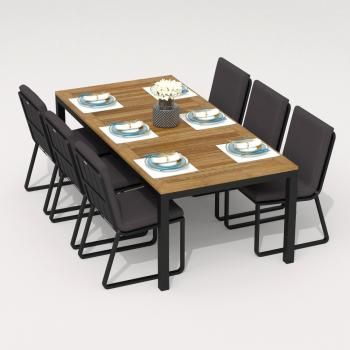 Обеденная группа Ideal Patio TELLA GIRA - стол тик 200/каркас карбон
