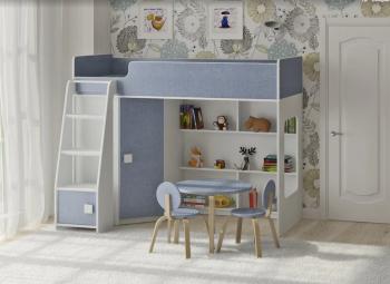 Белый/лен голубой