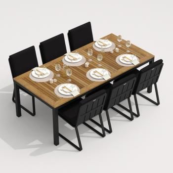 Обеденная группа Ideal Patio TELLA GIRA - стол тик 200/каркас карбон
