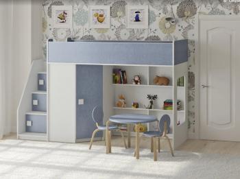 Белый/лен голубой