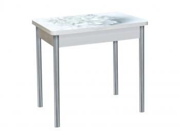 Бетон белый Цветы 018 / опора круглая серебристый металлик