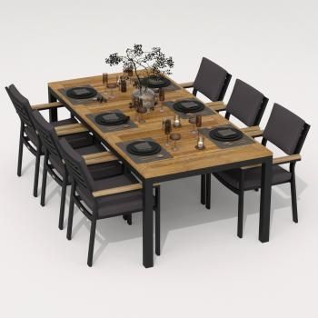Обеденная группа Ideal Patio TELLA BONTA - стол тик 200/каркас карбон