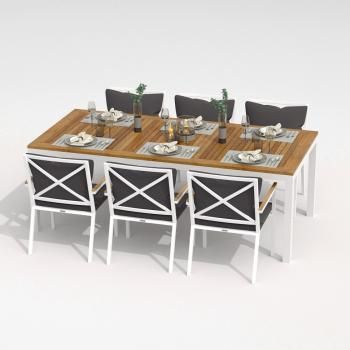 Обеденная группа Ideal Patio TELLA FESTA - стол тик 200/каркас белый