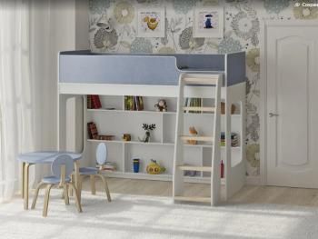 Белый/лен голубой