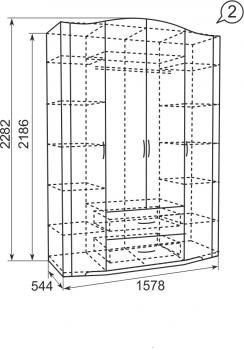 Шкаф для одежды 4-х дверный Ижмебель Виктория 2 без зеркал с ящиками