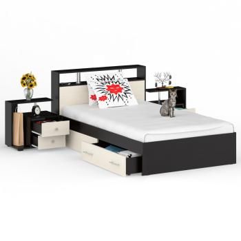 Кровать с ящиками СВК Камелия 1400 + две тумбы