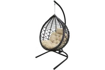 Основание черный/Корзина темно-коричневая/Подушка бежевая