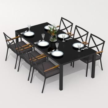 Обеденная группа Ideal Patio CANA FESTA - стол стекло 220/каркас карбон