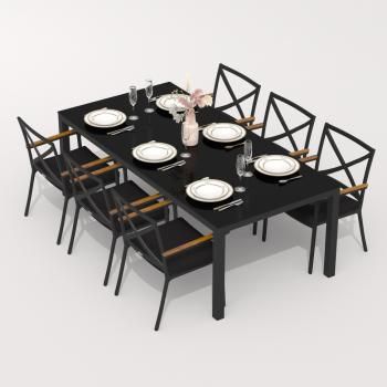 Обеденная группа Ideal Patio CANA FESTA - стол стекло 220/каркас карбон