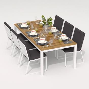Обеденная группа Ideal Patio TELLA GIRA - стол тик 220/каркас белый