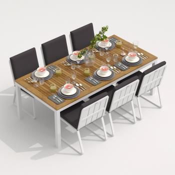Обеденная группа Ideal Patio TELLA GIRA - стол тик 220/каркас белый