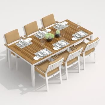 Обеденная группа Ideal Patio TELLA GIRA - стол тик 220/каркас белый