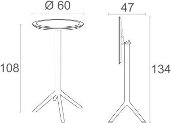 Стол пластиковый барный складной ReeHouse Sky Folding Bar Table 60
