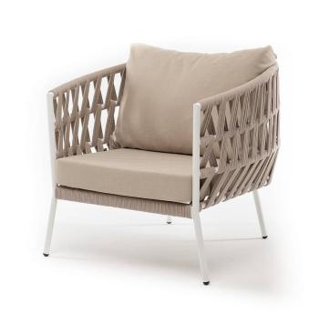 Каркас алюминий белый муар, роуп бежевый круглый, ткань бежевая 052