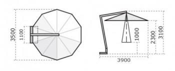 Зонт профессиональный ReeHouse Palladio Braccio 3500x3500