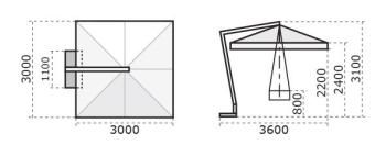 Зонт профессиональный ReeHouse Napoli Braccio 3000х3000