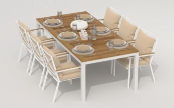 Обеденная группа Ideal Patio TELLA FESTA - стол тик 220/каркас белый