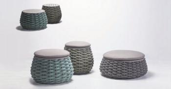 Пуф-столик плетеный с подушкой Tagliamento Pouf Ø810