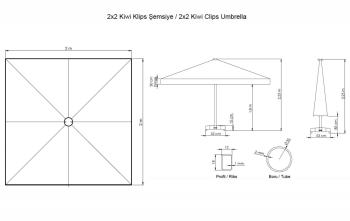 Зонт пляжный профессиональный THEUMBRELA SEMSIYE EVI Kiwi 2000