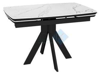 Керамика Белый мрамор/подстолье черное/опоры черные