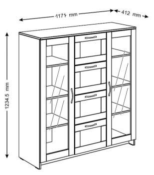Тумба Гуд Лакк Сириус 117х123 (2 двери со стеклом и 4 ящика)