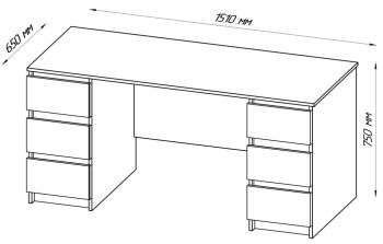 Стол письменный Гуд Лакк  Кастор 151х65 (6 ящиков)