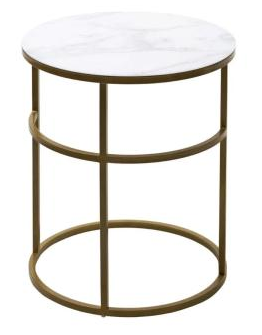 Белый мрамор, стекло/ золотой каркас