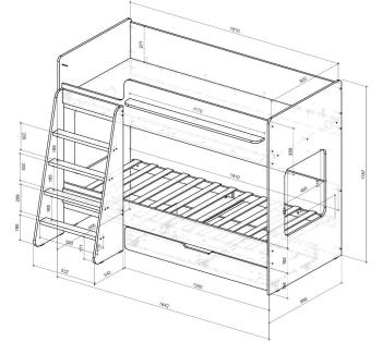 Двухърусная кровать с ящиком Ridgimmi 8.1