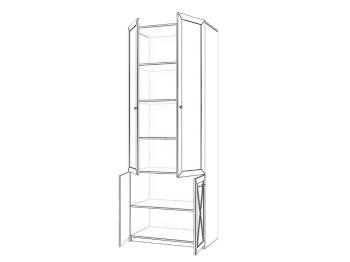 Шкаф двухдверный Атлант Бэль со стеклом и зеркалом на задней стенке