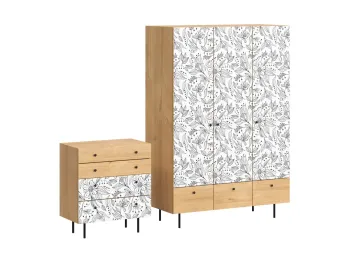 Ножки металлические, Фасад - Принт Flower, Корпус - Робиния Брэнсон