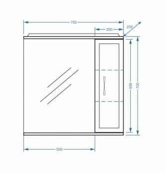 Зеркало-шкаф Stella Polar Концепт 70/С правое