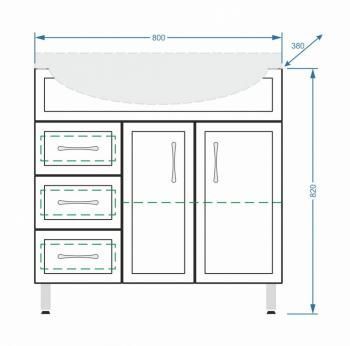 Тумба Stella Polar Концепт 80 3 ящ. левая