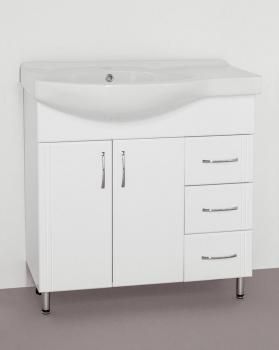 Тумба с раковиной Style Line Эко Стандарт 25 (3 ящ.) правая + Умывальник Коралл 82, правая