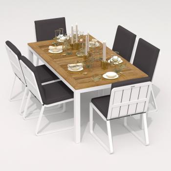 Обеденная группа Ideal Patio TELLA GIRA - стол тик 180/каркас белый
