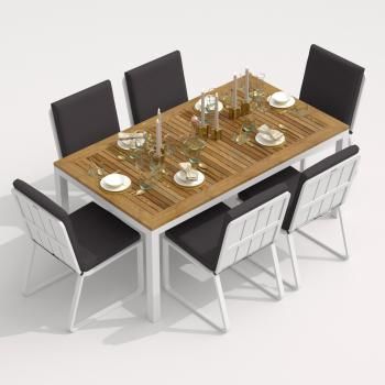 Обеденная группа Ideal Patio TELLA GIRA - стол тик 180/каркас белый