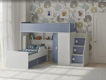 Белый/лен голубой