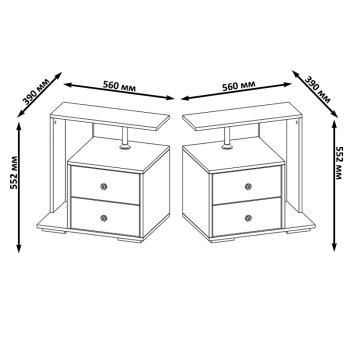 Тумба прикроватная СВК Камелия - комплект из 2 шт.(левая + правая)