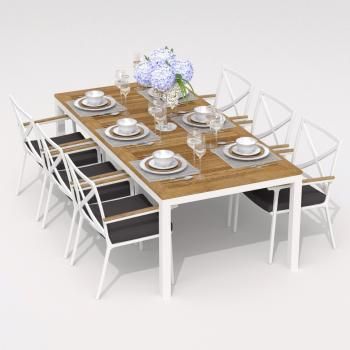 Обеденная группа Ideal Patio TELLA FESTA - стол тик 220/каркас белый