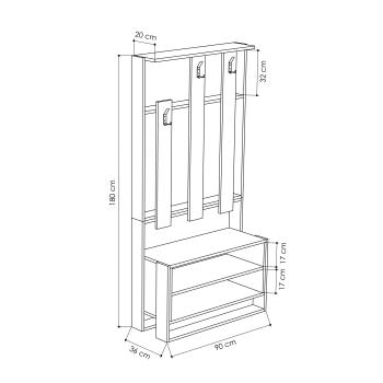 Обувница с вешалкой для одежды LEVE CHESTER HALL STAND
