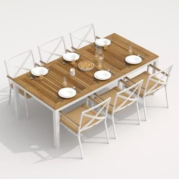 Каркас белый / стол тик 220 / ткань бежевая