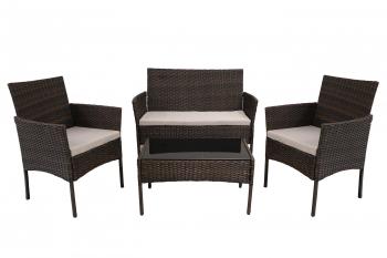 Ротанг темно-коричневый/Подушки серые