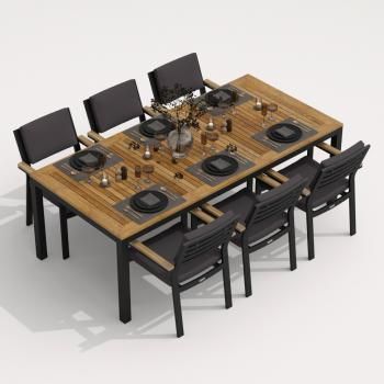 Обеденная группа Ideal Patio TELLA BONTA - стол тик 220/каркас карбон