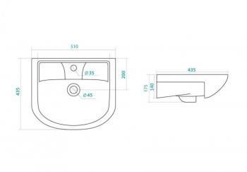 Тумба с раковиной Style Line Эко Стандарт 10 (1 ящ.) + Умывальник Ладога 50